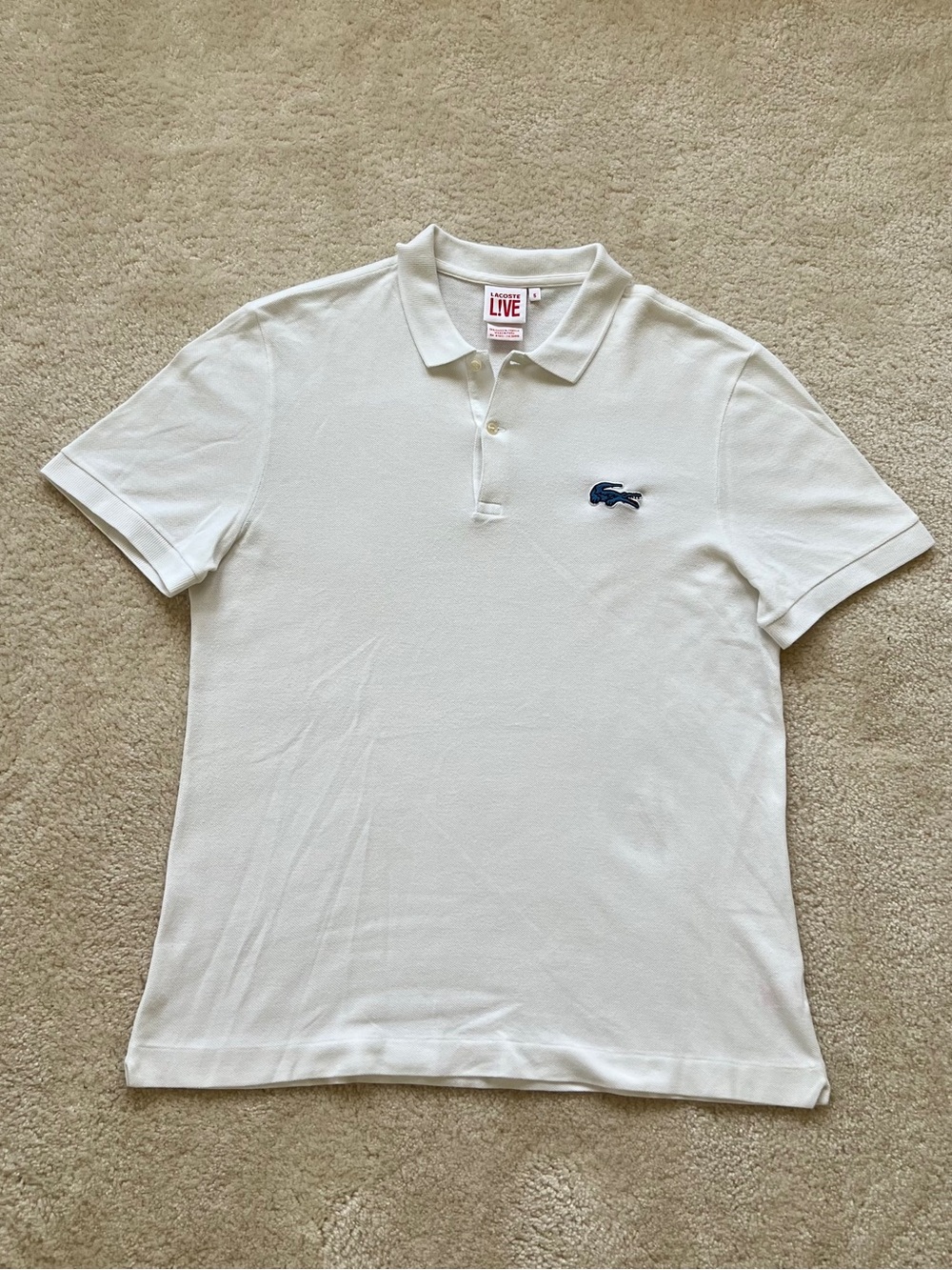 Lacoste White Polo with Navy Crocodile Logo